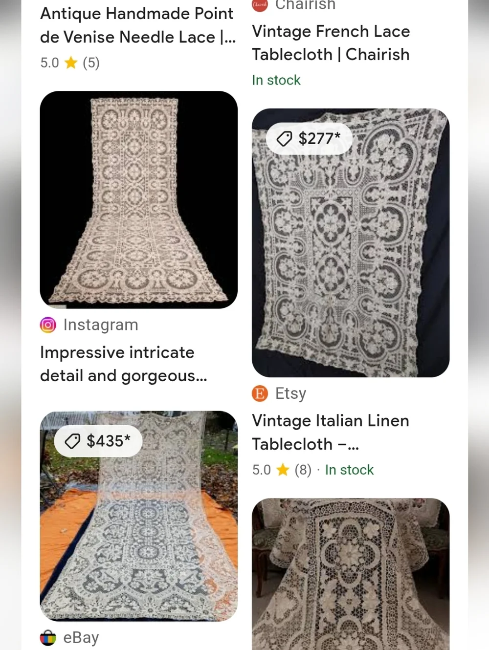 Vintage Floral Crochet Lace Tablecloth - Cream 86